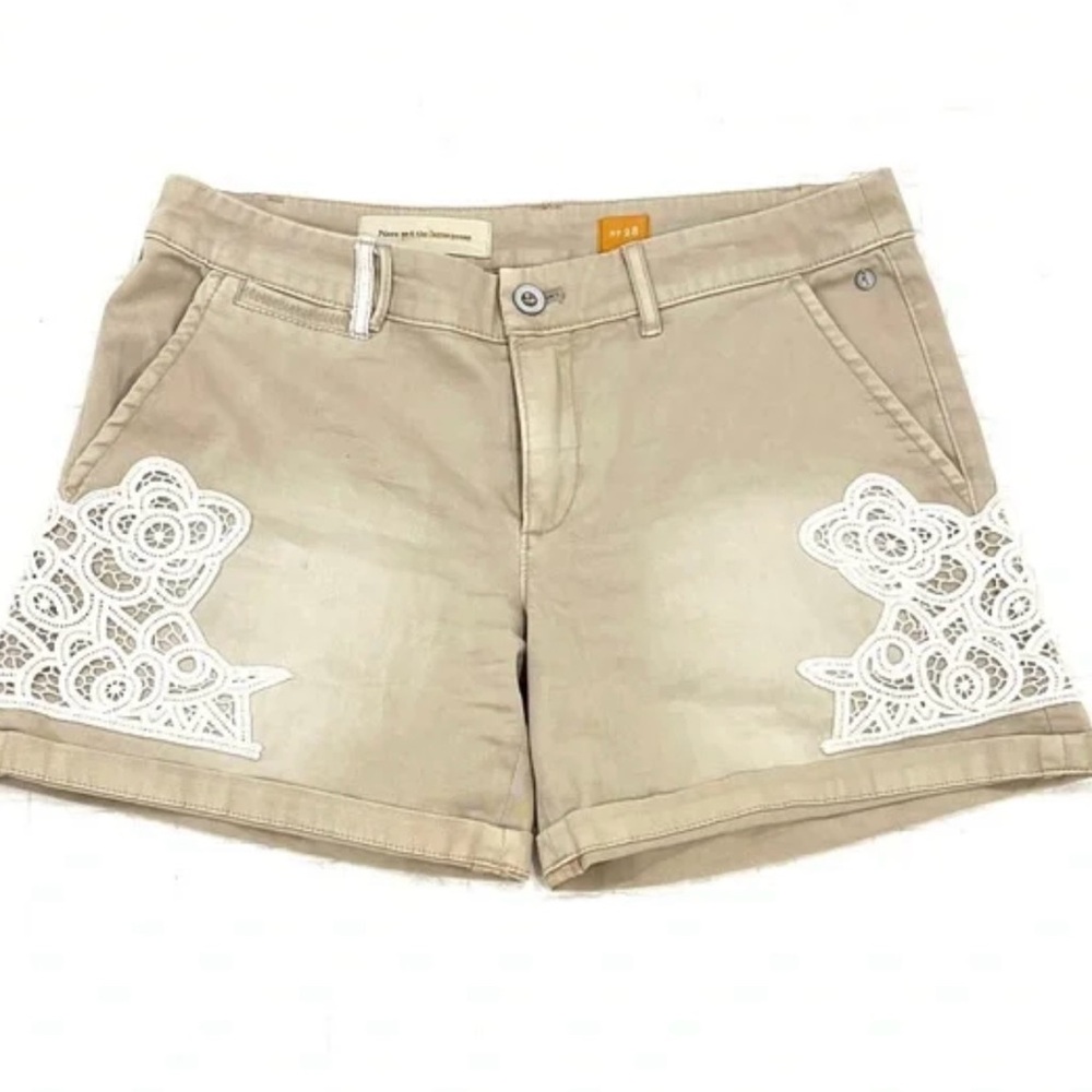 Anthropologie Pilcro and the Letterpress Hyphen Chino Laced Shorts Size 27 Tan